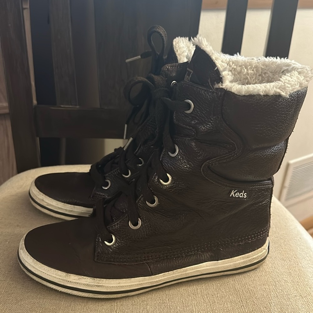 Keds Women’s Droplet Faux Fur Lace Up Sneakers Boots Brown Size 7
